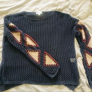 UMGEE mesh sweater with patchwork sleeve details